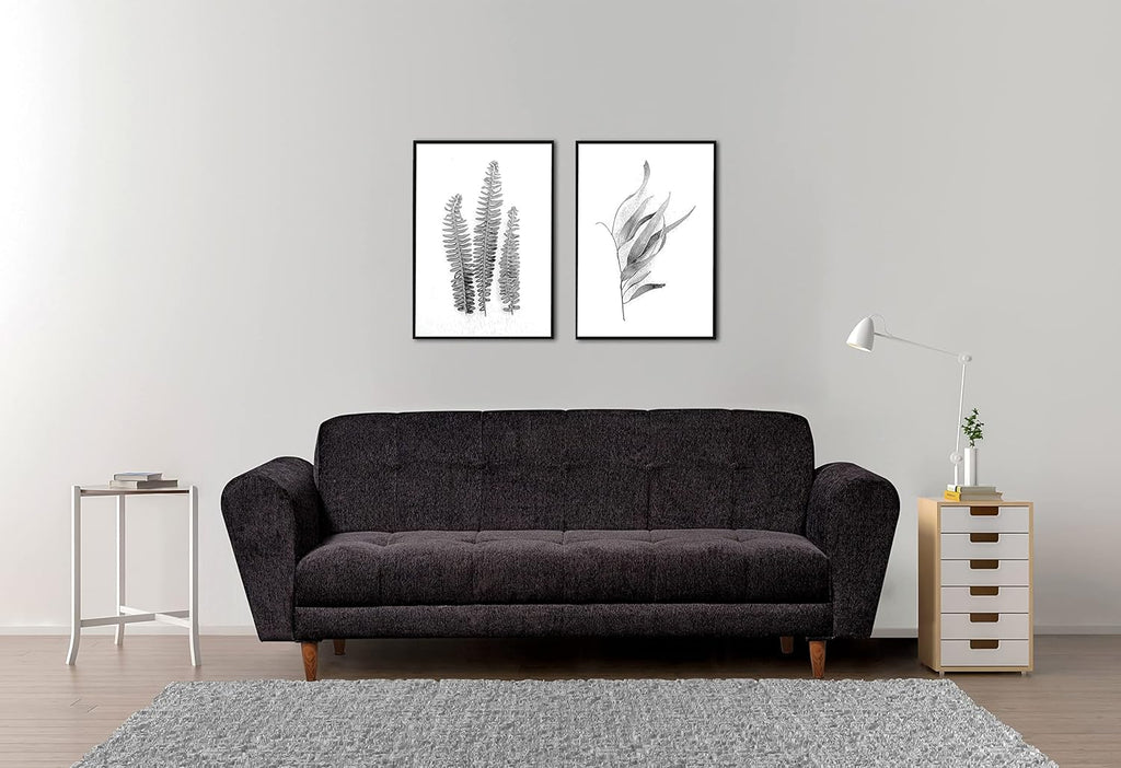 Milan 3 Seater Sofa | Luxury Comfort & Extra Spacious | Sofa | Sofa Set | Wooden Sofa Set for Living Room | Sofa for Living Room & Office (Chenille Molfino - Black)