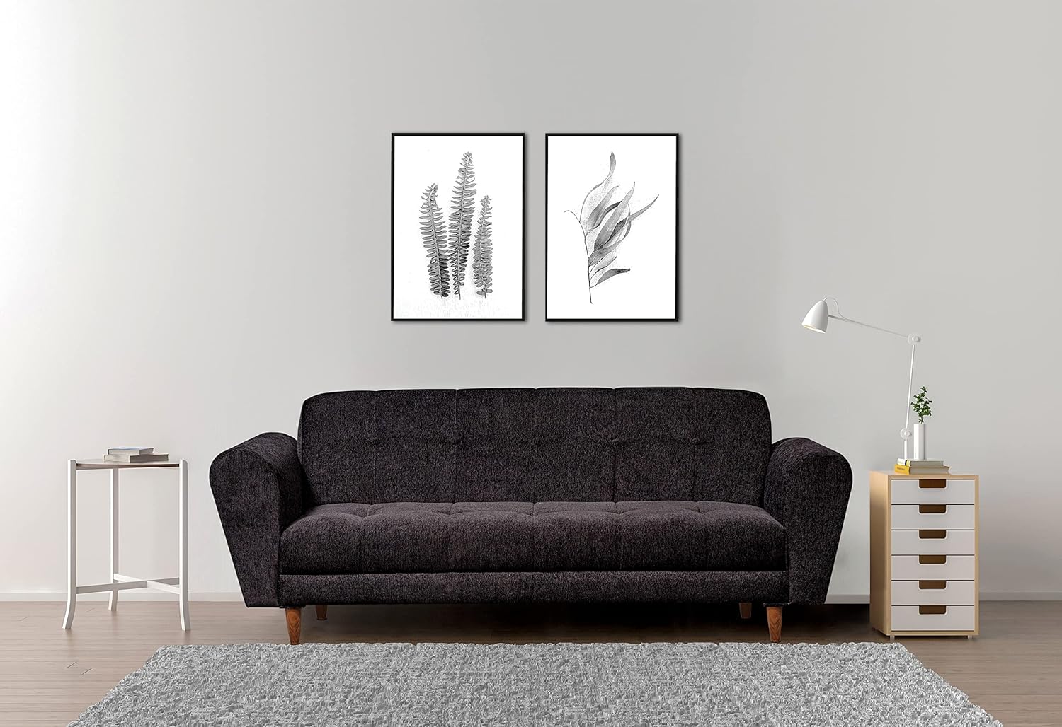 Milan 3 Seater Sofa | Luxury Comfort & Extra Spacious | Sofa | Sofa Set | Wooden Sofa Set for Living Room | Sofa for Living Room & Office (Chenille Molfino - Black)