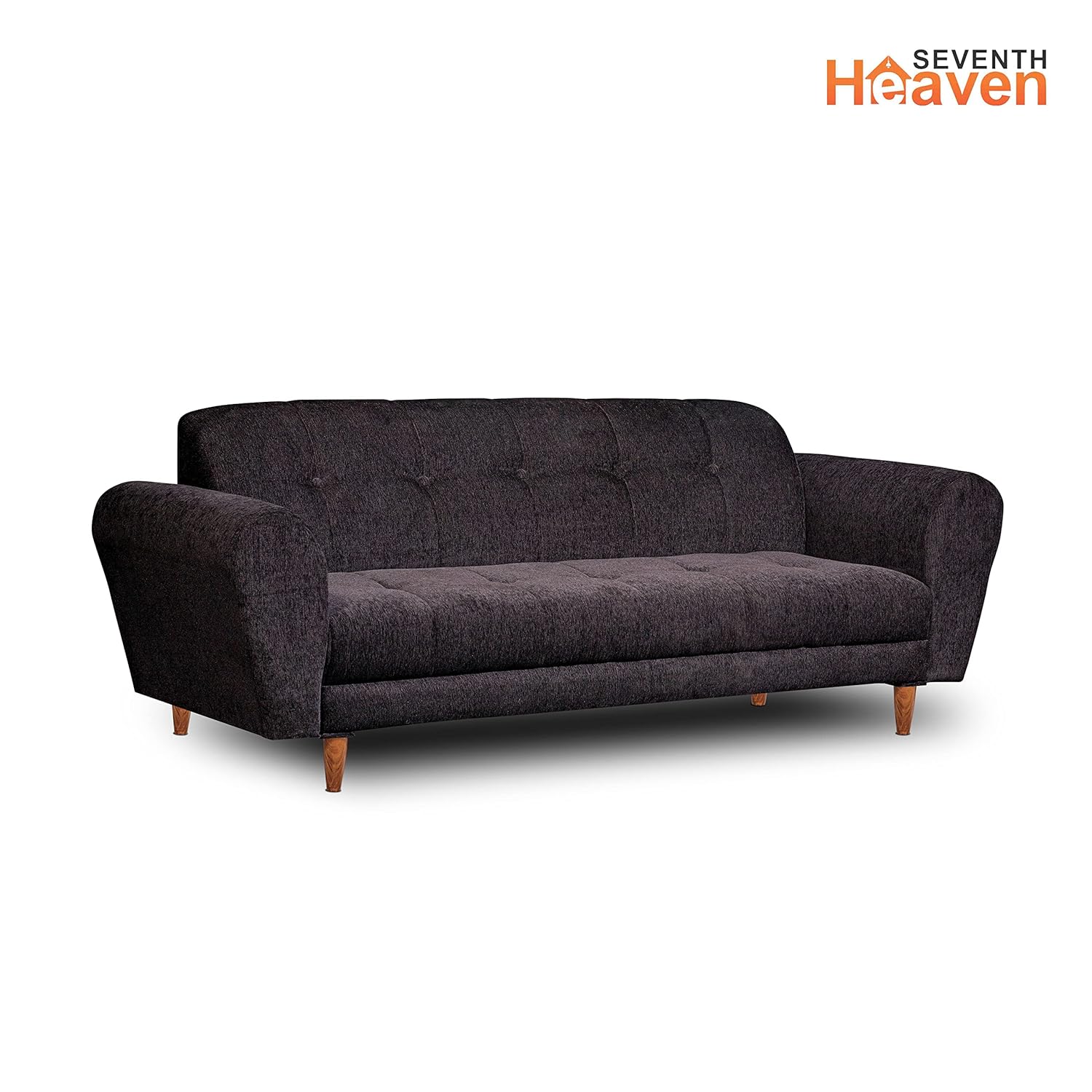 Milan 3 Seater Sofa | Luxury Comfort & Extra Spacious | Sofa | Sofa Set | Wooden Sofa Set for Living Room | Sofa for Living Room & Office (Chenille Molfino - Black)