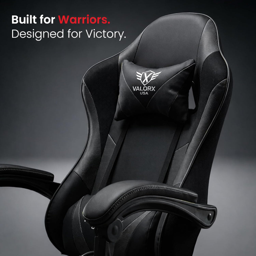 Warrior 2026 Edition Gaming & Office Ergonomic Chair | Vegan Leather | High Back 135° Recliner | Adjustable Height & Linkage Armrest | Lumbar Support | 360° Swivel | 3 Year Warranty, Black
