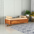 Wood Divana Cot for Home Hall || Diwan Cum Bed with Storage || 3 Seater Sofa Cum Couch || Divan Bed for Living Room || Without Pillow&Mattress (Natural)