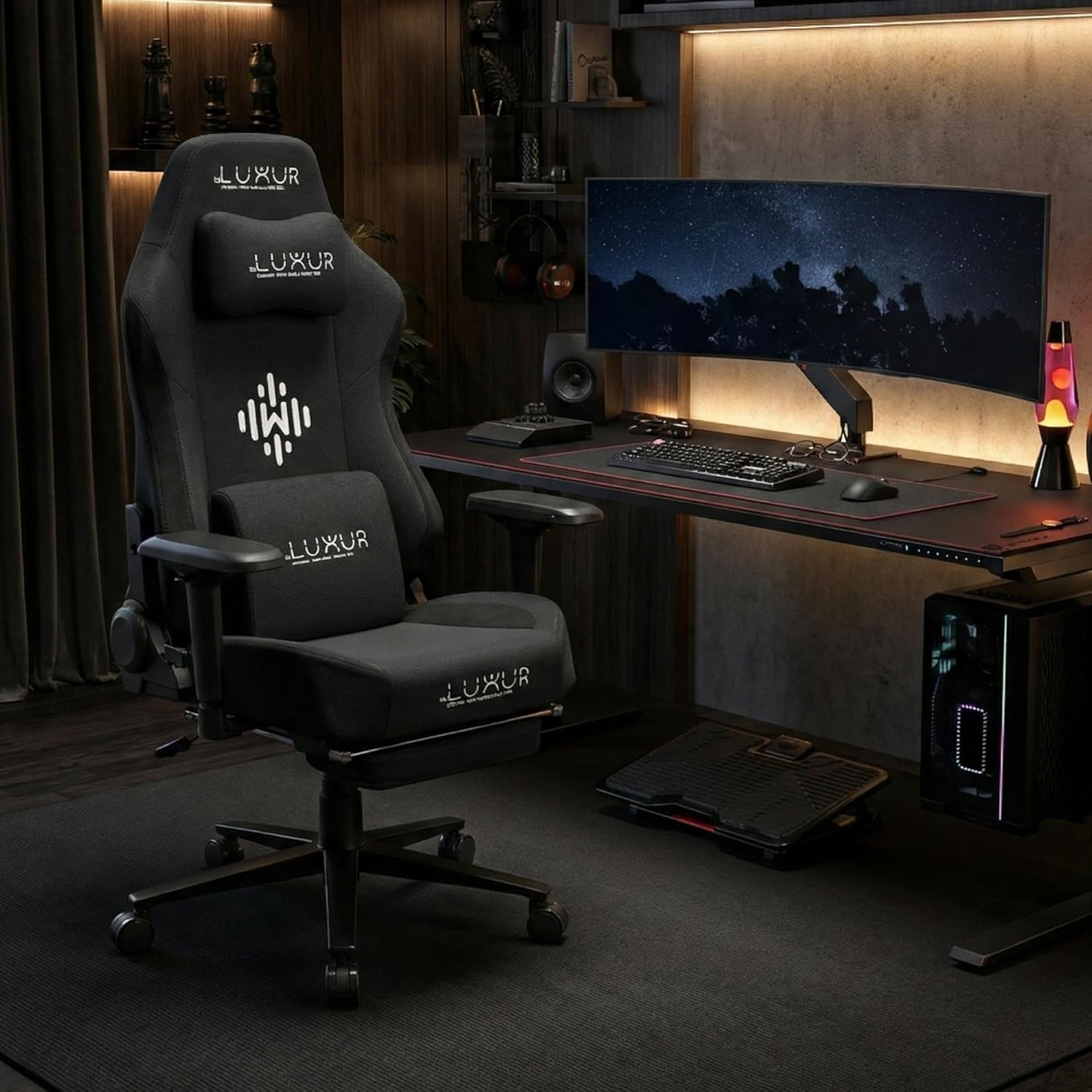 Dr Luxur® 2026 Edition Weavemonster Ergonomic Gaming Chair | Chair For Office Work | Honeycombed Fabric | Magnetic Neck Pillow | Portable Lumbar Pillow | Footrest | 4D Armrest with 180 Recline (Black)