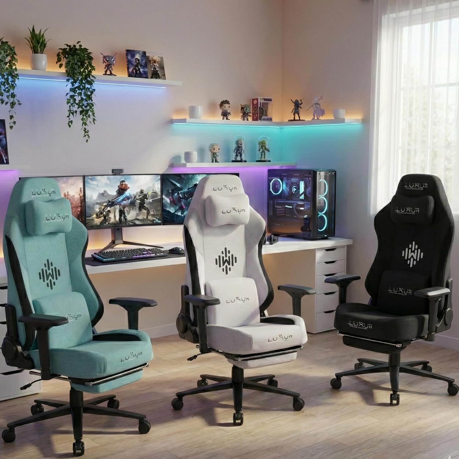 Dr Luxur® 2026 Edition Weavemonster Ergonomic Gaming Chair | Chair For Office Work | Honeycombed Fabric | Magnetic Neck Pillow | Portable Lumbar Pillow | Footrest | 4D Armrest with 180 Recline (Black)