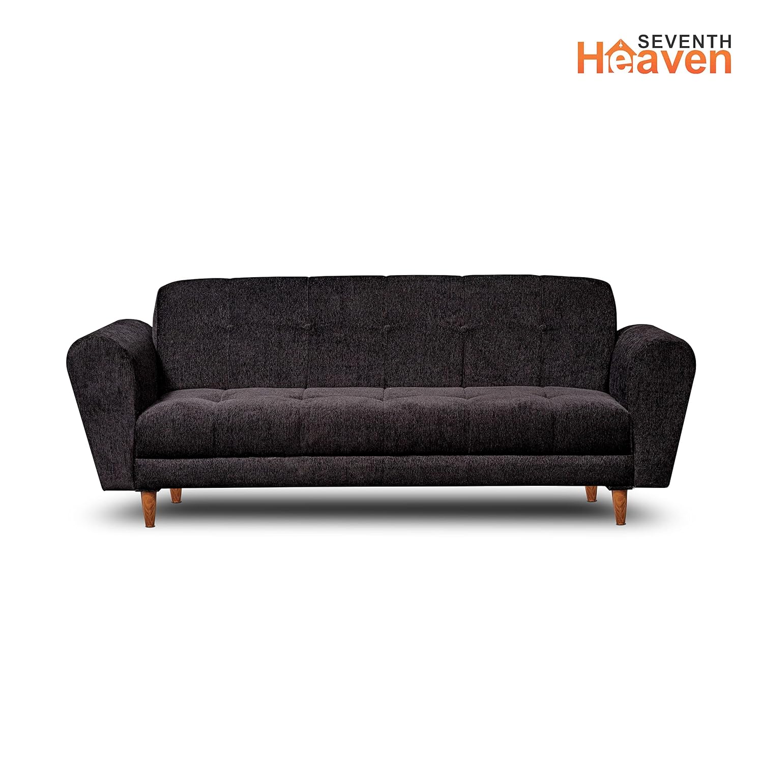 Milan 3 Seater Sofa | Luxury Comfort & Extra Spacious | Sofa | Sofa Set | Wooden Sofa Set for Living Room | Sofa for Living Room & Office (Chenille Molfino - Black)