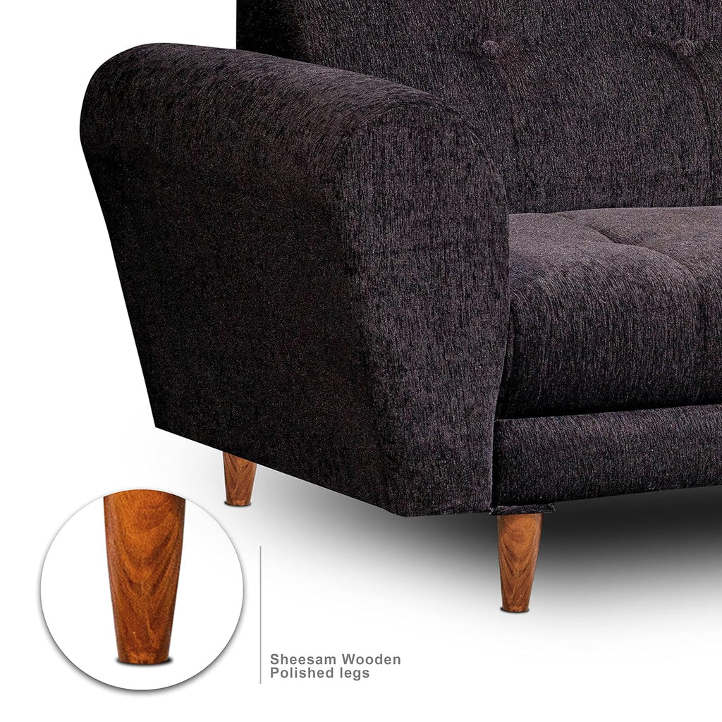 Milan 3 Seater Sofa | Luxury Comfort & Extra Spacious | Sofa | Sofa Set | Wooden Sofa Set for Living Room | Sofa for Living Room & Office (Chenille Molfino - Black)