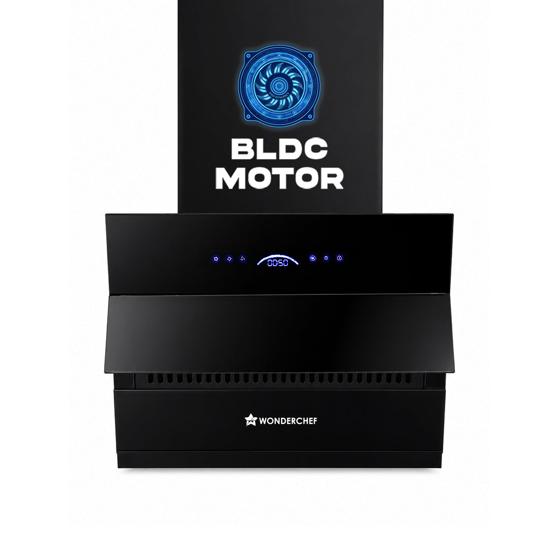 Ultra Slant 60cm Filterless Auto-clean Kitchen Chimney with Oil Collector, BLDC Motor, Suction 2000 m3/hr, Motion Sensor + Touch Control, 15-Yr Warranty on Motor & 5-Yr Comprehensive, Black