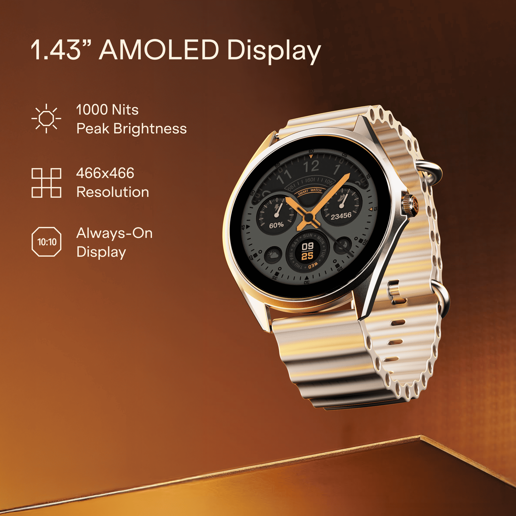 boAt Ultima Aeris | 1.43" AMOLED Smartwatch with 1000 Nits Brightness and Metal Design
