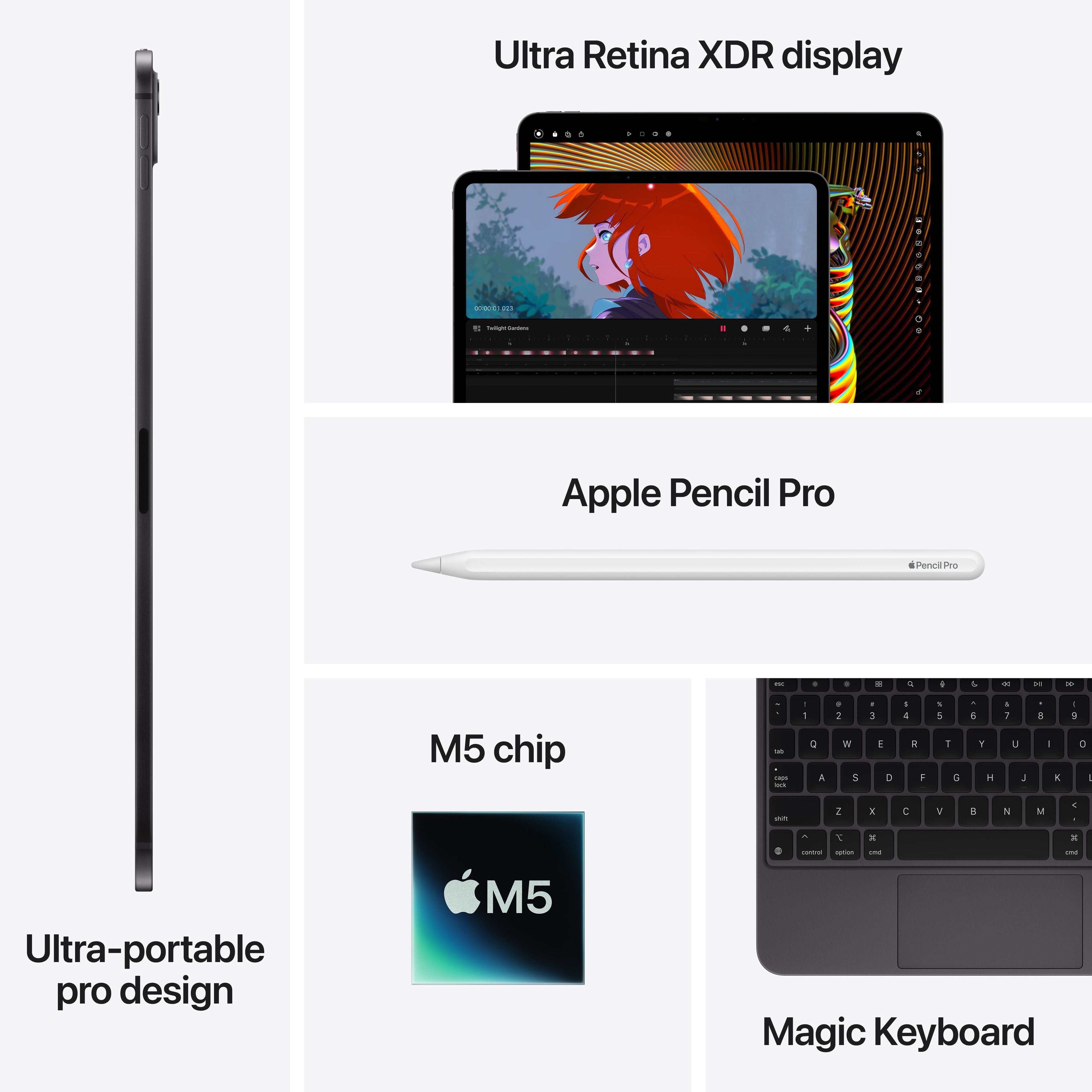 13-inch iPad Pro Wi-Fi + Cellular 2TB Nano-texture glass - Space Black (M5)