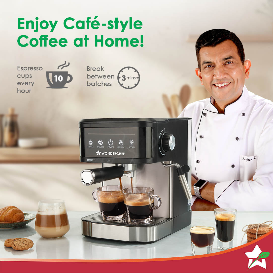 Regalia Neo 20-Bar Espresso Coffee Machine, Built-in Frother for Cappuccino & Latte, Metal Porta Filter, Double Thermo Block, LCD Panel, Perfect Gift Idea for Coffee Lovers, 2-Yr Warranty