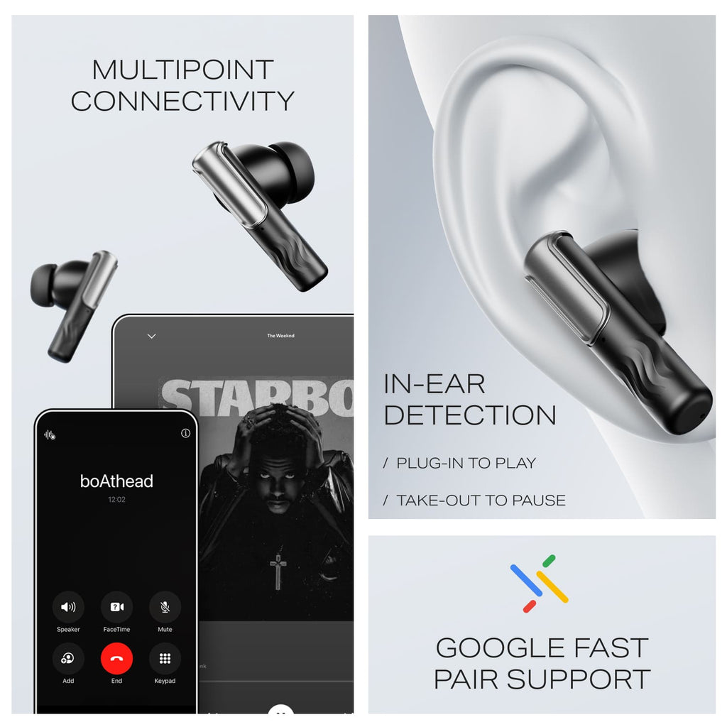 boAt Nirvana Ivy Pro | Wireless Earbuds with Dolby Head Tracking, 50H Playback, 52dB ANC & Adaptive EQ by Mimi