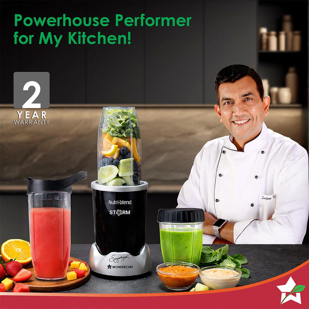Nutri-blend Storm 1200W | 100% Copper Motor | Sharp 6-wing Stainless Steel Blade | Masalas, Chutney, Nuts, Crush Ice | 2 Jars | 22000 RPM | Sipper Attachment | 2 Year Warranty