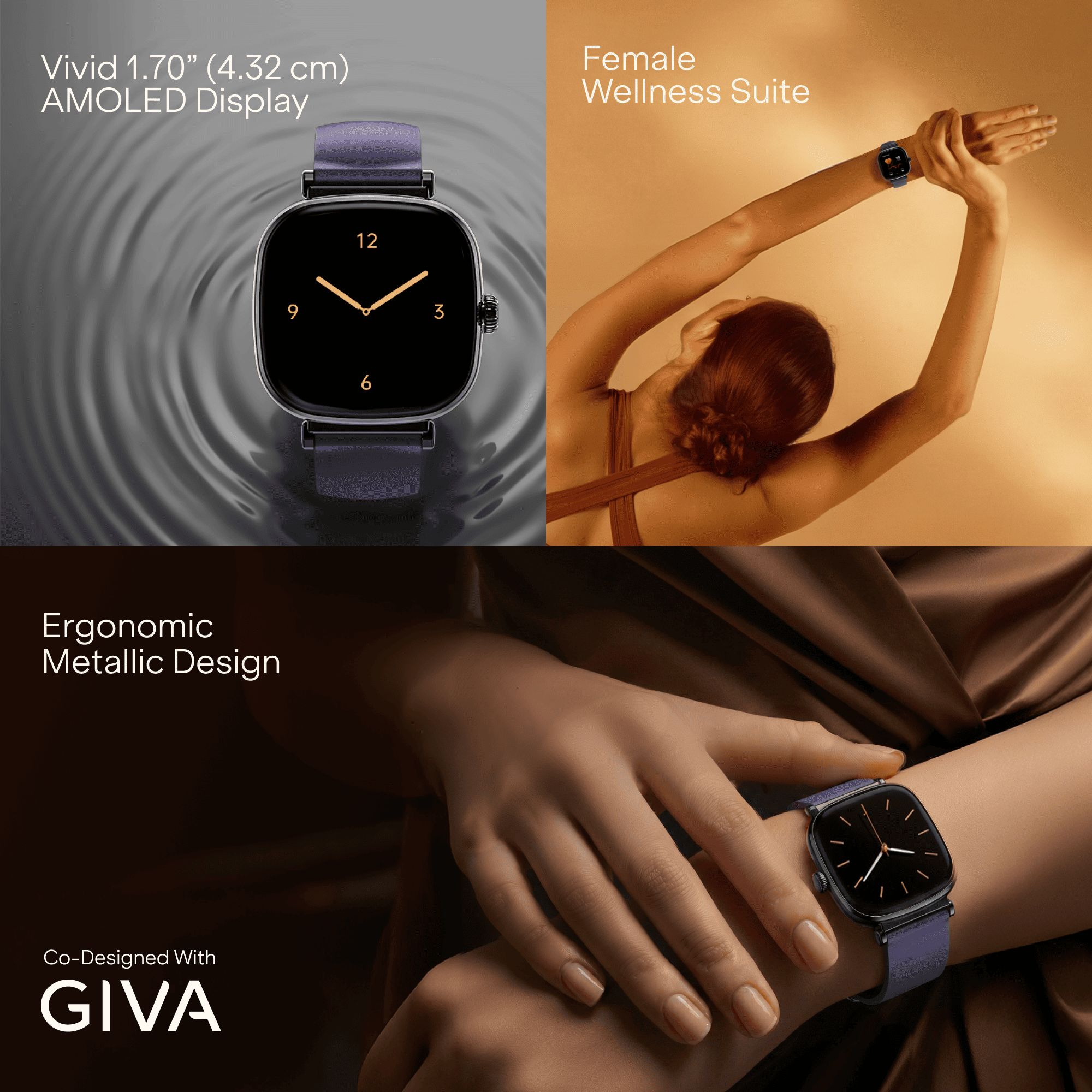 boAt Chrome Ivory | Smartwatch with 1.70" AMOLED Display, 1000 nits brightness & Female Wellness Tracking (Co-Designed with GIVA)