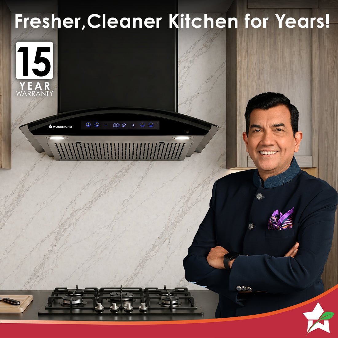 Ultra Curve 60cm Filterless Auto-clean Kitchen Chimney with Oil Collector, BLDC Motor, Suction 1700 m3/hr, Motion Sensor + Touch Control, 15-Yr Warranty on Motor & 5-Yr Comprehensive, Black
