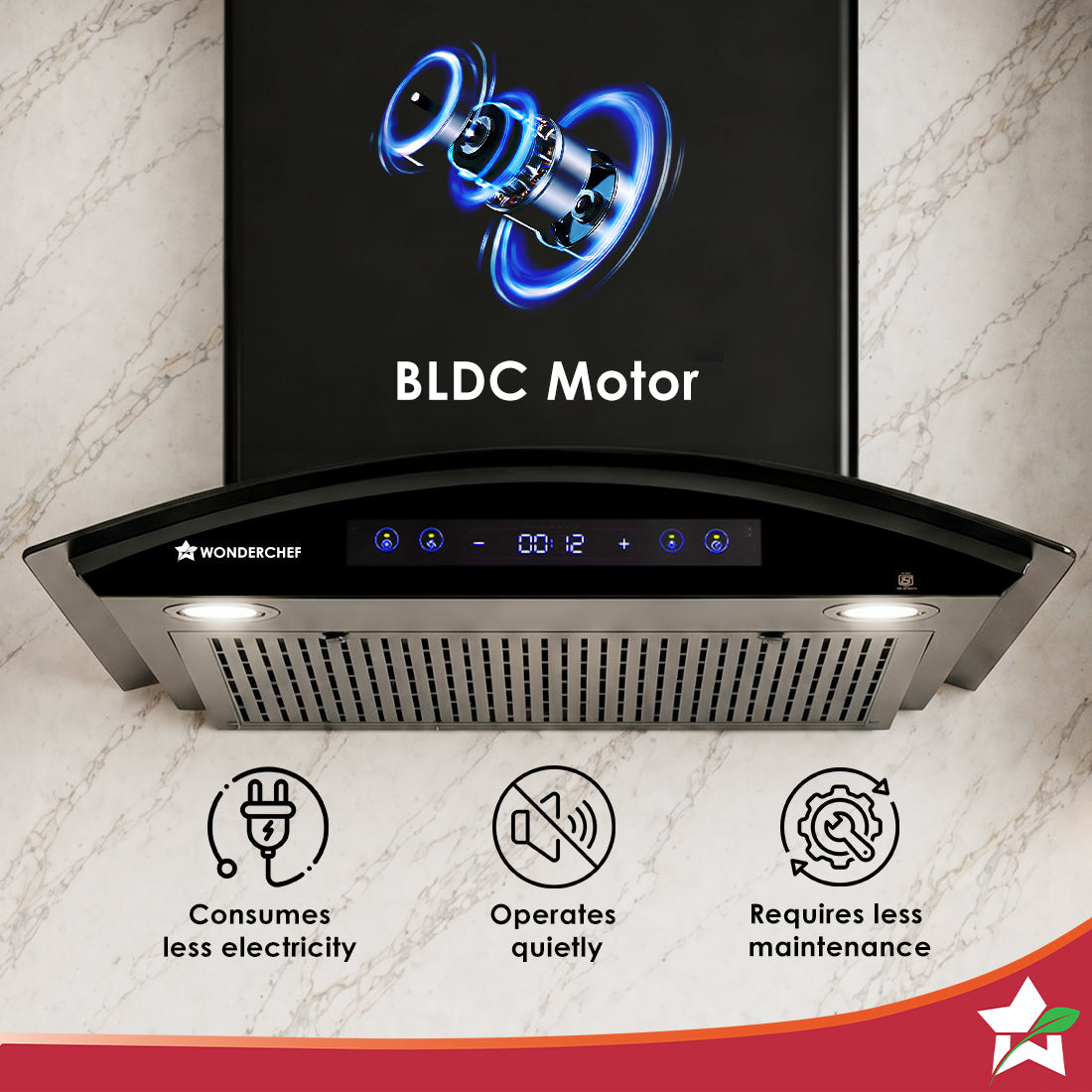 Ultra Curve 60cm Filterless Auto-clean Kitchen Chimney with Oil Collector, BLDC Motor, Suction 1700 m3/hr, Motion Sensor + Touch Control, 15-Yr Warranty on Motor & 5-Yr Comprehensive, Black