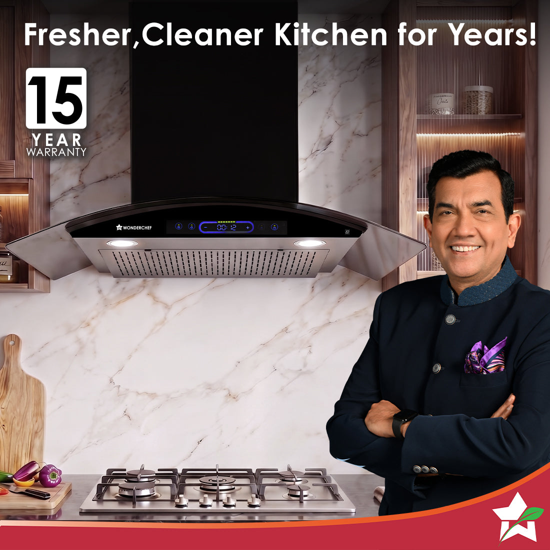 Ultra Curve 90cm Filterless Auto-clean Kitchen Chimney with Oil Collector, BLDC Motor, Suction 1700 m3/hr, Motion Sensor + Touch Control, 15-Yr Warranty on Motor & 5-Yr Comprehensive, Black