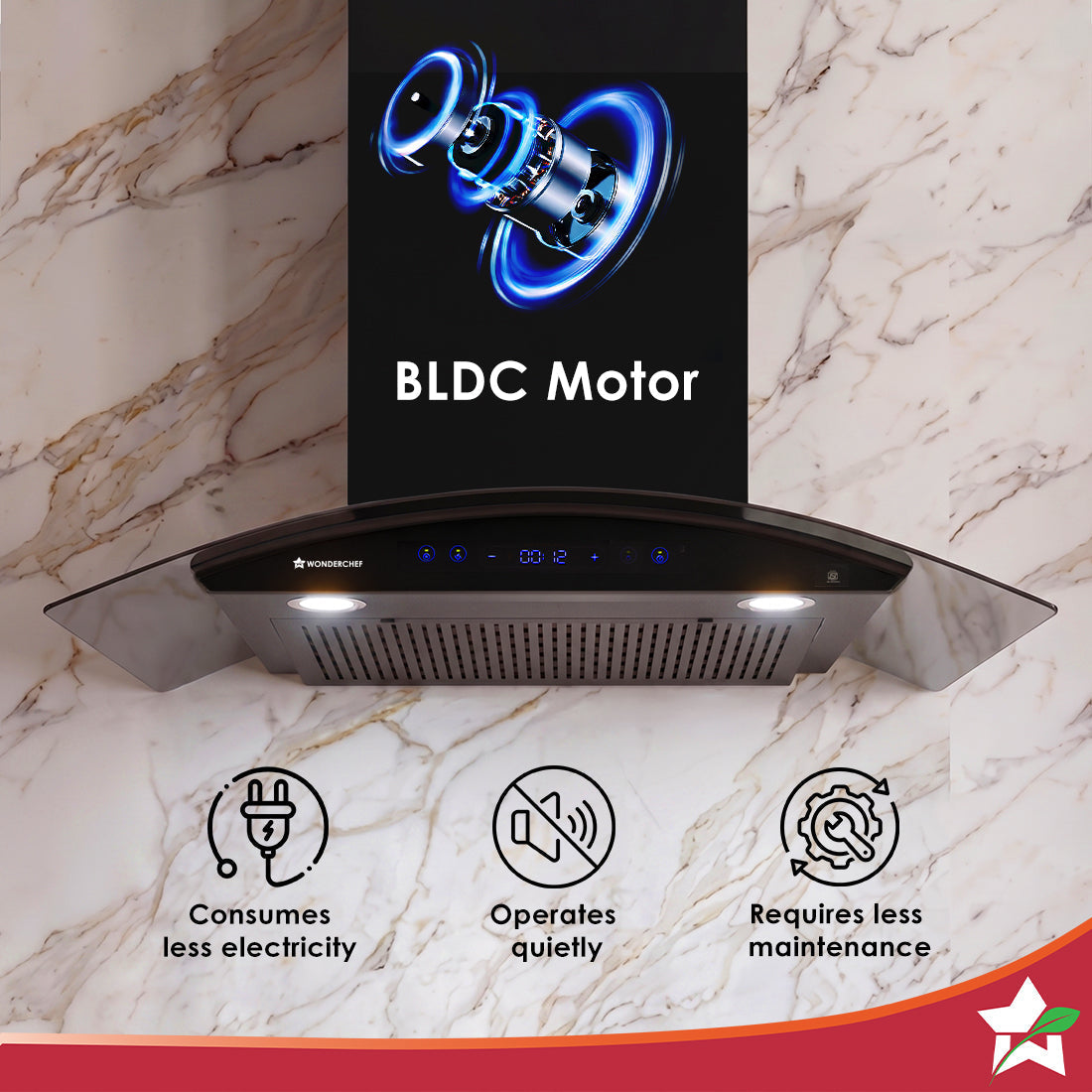 Ultra Curve 90cm Filterless Auto-clean Kitchen Chimney with Oil Collector, BLDC Motor, Suction 1700 m3/hr, Motion Sensor + Touch Control, 15-Yr Warranty on Motor & 5-Yr Comprehensive, Black