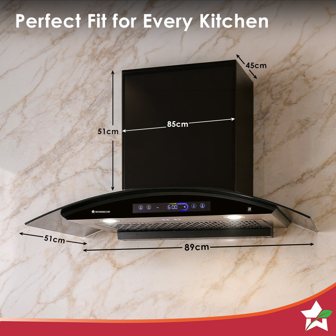 Ultra Curve 90cm Filterless Auto-clean Kitchen Chimney with Oil Collector, BLDC Motor, Suction 1700 m3/hr, Motion Sensor + Touch Control, 15-Yr Warranty on Motor & 5-Yr Comprehensive, Black