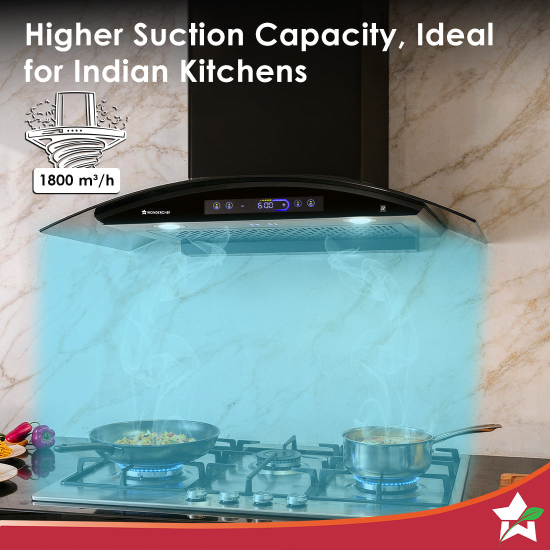 Ultra Curve 90cm Filterless Auto-clean Kitchen Chimney with Oil Collector, BLDC Motor, Suction 1700 m3/hr, Motion Sensor + Touch Control, 15-Yr Warranty on Motor & 5-Yr Comprehensive, Black