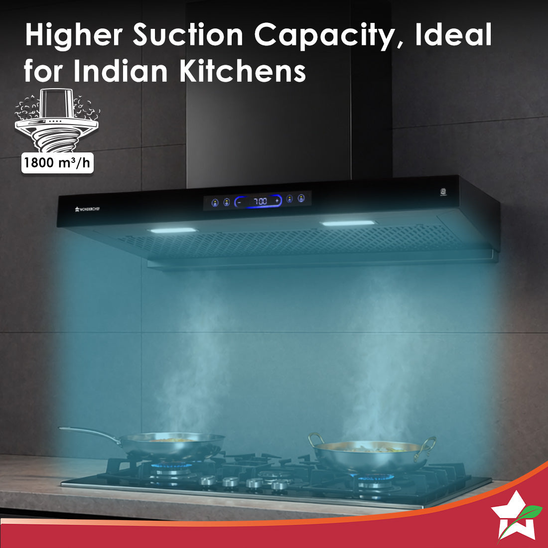 Ultra Sleek 90cm Filterless Auto-clean Kitchen Chimney with Oil Collector, BLDC Motor, Suction 1800 m3/hr, Motion Sensor + Touch Control, 15-Yr Warranty on Motor & 5-Yr Comprehensive, Black