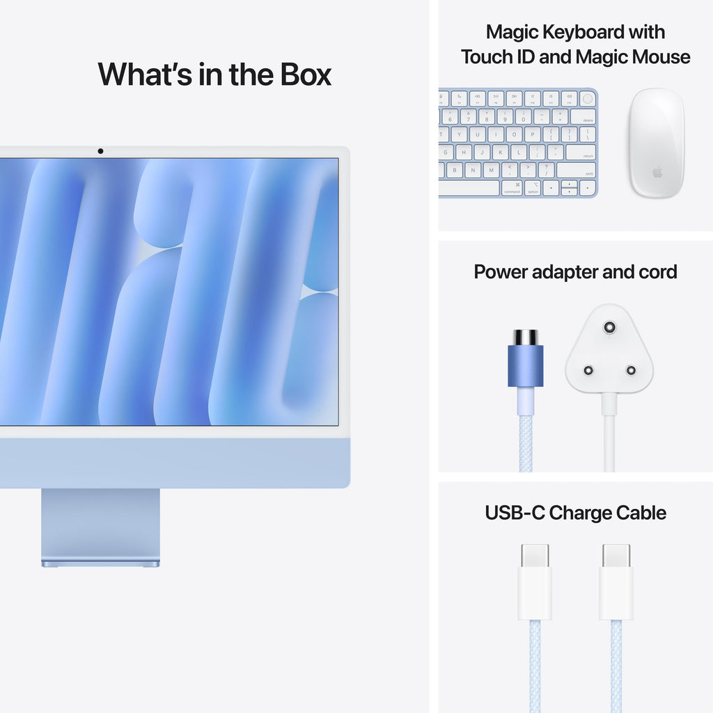 24-inch iMac with Retina 4.5K display: Apple M4 chip with 10-core CPU and 10-core GPU, 512GB SSD - Blue