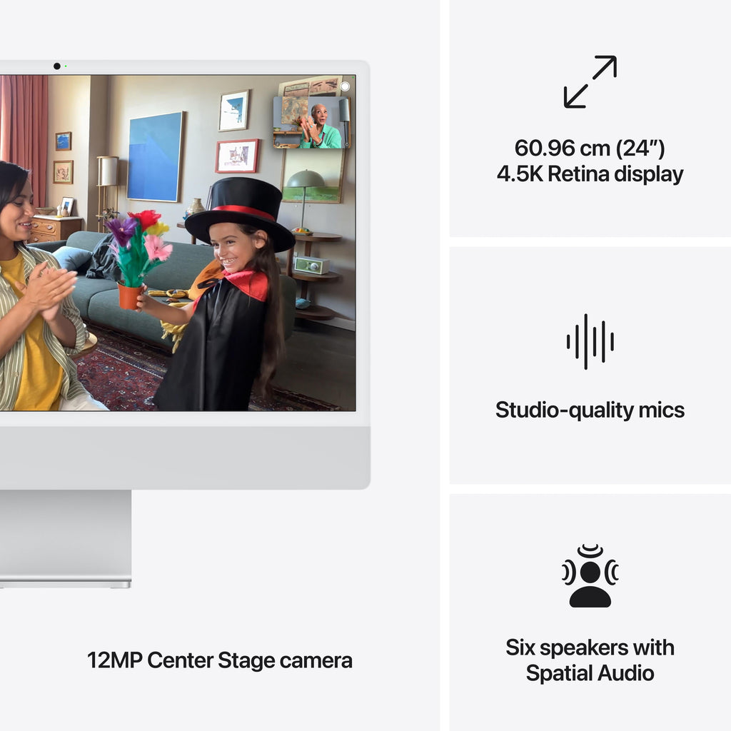 24-inch iMac with Retina 4.5K display: Apple M4 chip with 10-core CPU and 10-core GPU, 512GB SSD - Silver