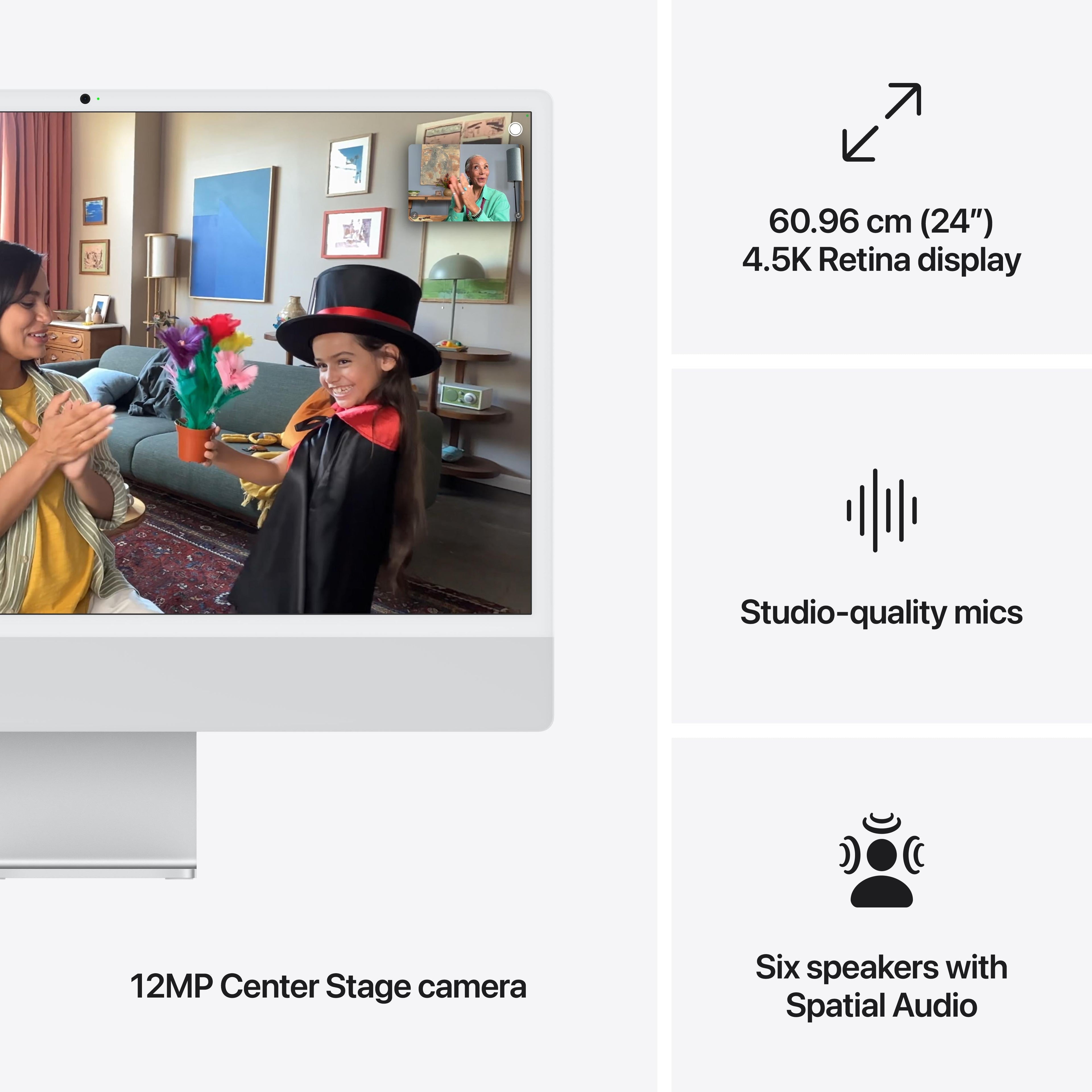 24-inch iMac with Retina 4.5K display: Apple M4 chip with 10-core CPU and 10-core GPU, 512GB SSD - Silver