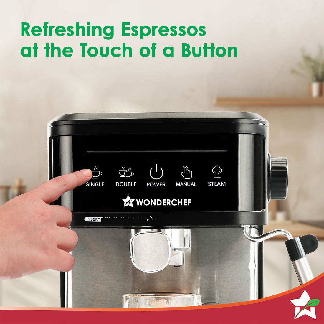 Regalia Neo 20-Bar Espresso Coffee Machine, Built-in Frother for Cappuccino & Latte, Metal Porta Filter, Double Thermo Block, LCD Panel, Perfect Gift Idea for Coffee Lovers, 2-Yr Warranty